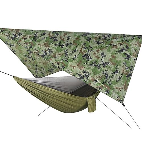 200kg Outdoor Hängematte mit Moskitonetz Leinwand Zelt Wasserdicht Camping Hängematte Garten Hinterhof Backpacking Wandern Survival Trip (290 X 140 cm) von Duoruameng