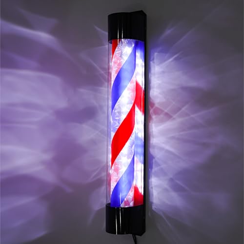 Barber Pole LED Light Friseursalon Drehleuchte Rot Blau Weiß Barbierstab, Wandmontage 90 x 13 cm von Duoruameng
