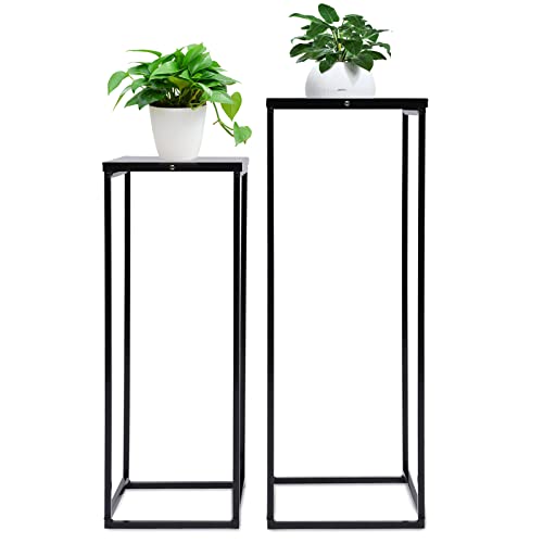 Duoruameng 2er Set Pflanzenständer, Metall Blumenständer Blumenhocker Blumentopfhalter für Garten Balkon, Schwarz von Duoruameng