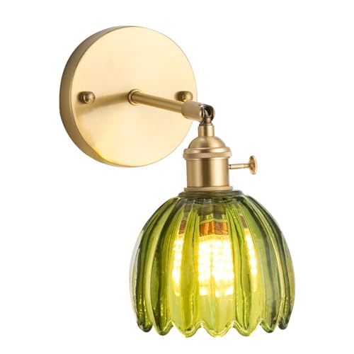 Duoruameng Vintage Wandleuchte Tulpen Glas Lampenschirm E27 Nachttischlampe Wandlampe Innenraum Dekoration für Wohnzimmer Schlafzimmer Flur Ohne Leuchtmittel von Duoruameng