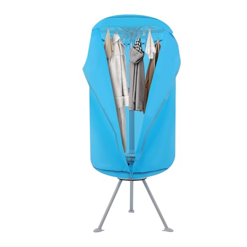 Duoruameng Wäschetrockner Elektrisch 1000W, Tragbarer Kleiderschrank Warmlufttrockner mit Timer und Hochtemperatur-Sterilisationsfunktion, 65 x 145 cm Blau von Duoruameng