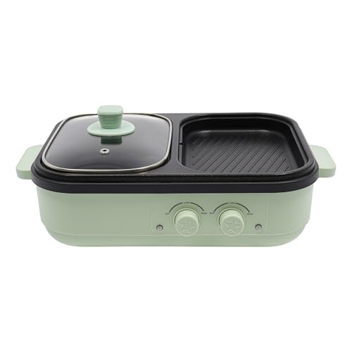 Elektrischer Kochtopf, 2 in 1 Multikocher Antihaft, Zweifache Temperaturregelung, Kapazität 1L(Hot Pot), 0.2L(Bratpfanne), 1300W von Duoruameng
