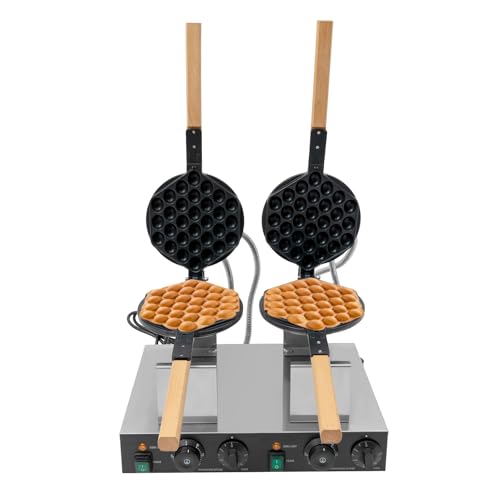 Kommerzielles Waffelmaschine Waben-Eiwaffelmaschine Doppelkopf Antihaft-Elektro-Waffeleisen Mit 2 Pfannen 180°-Drehheizung ermöglichen für Bäckerei, Restaurant, Snackbar oder Haushalt von Duoruameng