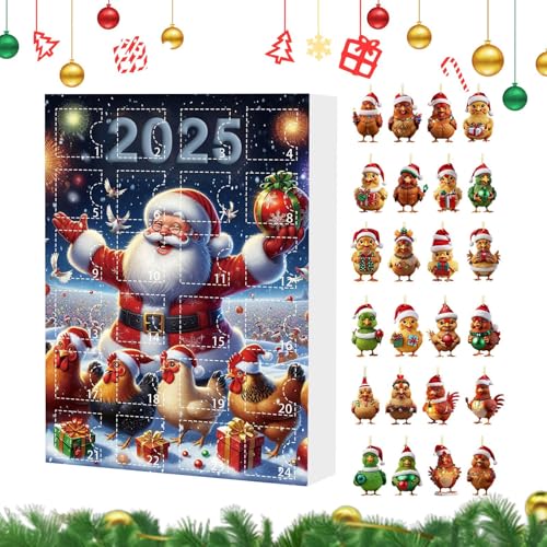 24Pcs Lustige Hühnchen Weihnachtsbaum Dekorationen - 2d Acrylhänge Hühnchen Dekors, 24-Tage Weihnachts Countdown Kalender, Rooster Weihnachtsbaumanhänger, Für Home Partys Wand Tür Auto 24Pcs Lustige Hühnchen Weihnachtsbaum Dekorationen - 2d Acrylhänge Hühnchen Dekors, 24-Tage Weihnachts Countdown Kalender, Rooster Weihnachtsbaumanhänger, Für Home Partys Wand Tür Auto von Duqulle