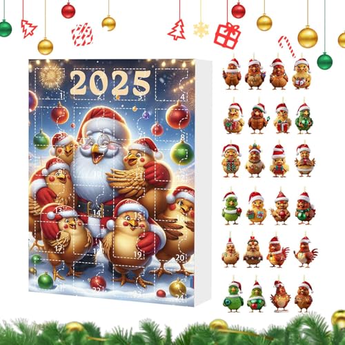 24Pcs Lustige Hühnchen Weihnachtsbaum Dekorationen - 2d Acrylhänge Hühnchen Dekors, 24-Tage Weihnachts Countdown Kalender, Rooster Weihnachtsbaumanhänger, Für Home Partys Wand Tür Auto 24Pcs Lustige Hühnchen Weihnachtsbaum Dekorationen - 2d Acrylhänge Hühnchen Dekors, 24-Tage Weihnachts Countdown Kalender, Rooster Weihnachtsbaumanhänger, Für Home Partys Wand Tür Auto von Duqulle
