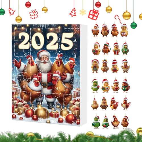 24Pcs Lustige Hühnchen Weihnachtsbaum Dekorationen - 2d Acrylhänge Hühnchen Dekors, 24-Tage Weihnachts Countdown Kalender, Rooster Weihnachtsbaumanhänger, Für Home Partys Wand Tür Auto 24Pcs Lustige Hühnchen Weihnachtsbaum Dekorationen - 2d Acrylhänge Hühnchen Dekors, 24-Tage Weihnachts Countdown Kalender, Rooster Weihnachtsbaumanhänger, Für Home Partys Wand Tür Auto von Duqulle