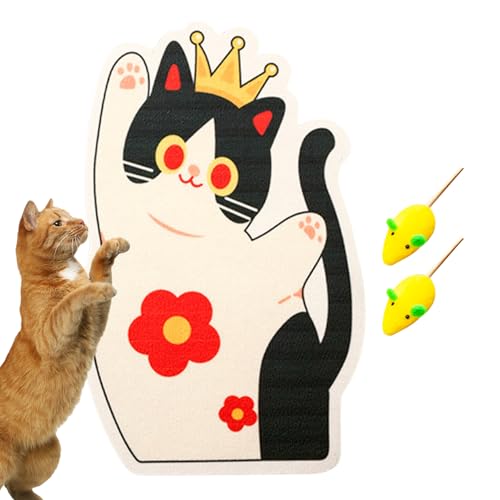 Duqulle Großes Kratzbrett Für Katzen, Vertikale Kratzfläche Selbstklebend Stabile Ausführung, Möbelschutz Mit Interaktivem Katzenspielzeug Zur Beschäftigung Bewegung Und Drinnenspiel von Duqulle