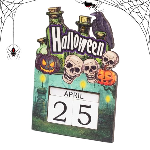 Duqulle Halloween Countdown Kalender | 2025 Holzblock-Kalender Für Den Schreibtisch Und Halloween-Dekoration - Anpassbares Festtags-Advent Handwerk Geeignet Für Geburtstagsfeiern, Jugendliche, von Duqulle
