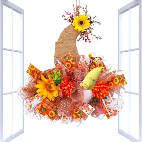 Duqulle Herbstkränze Für Die Tür Mit Sonnenblumen Gnom Design,Hutförmiger Herbstkranz | Künstliche Saisonale Deko Für Außen Landhaus Küche Fenster Wand Duqulle Herbstkränze Für Die Tür Mit Sonnenblumen Gnom Design,Hutförmiger Herbstkranz | Künstliche Saisonale Deko Für Außen Landhaus Küche Fenster Wand von Duqulle