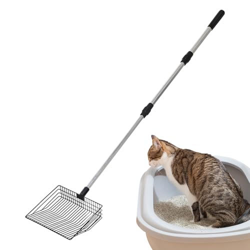 Duqulle Hühnerkot Schaufel | Ausziehbare Katzentoilette Schaufel Mit Ergonomischem Griff | Robuste Feinmaschige Schaufel Für Katzen Hunde Garten Und Landwirtschaft von Duqulle