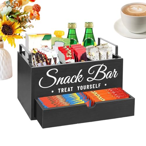 Duqulle Kaffee Organizer - Theken Kaffeeständer Aufbewahrung Organizer - Präsentationsständer Mit Schublade Hölzern Für Küchenorganisation Tee Zucker Gewürze Zubehör Zuhause Hotel von Duqulle