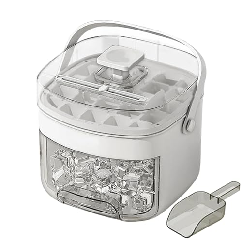Eiswürfelbehälter Mit Deckel Und Behälter, 48 Eiswürfelformen, Wiederverwendbare Eiswürfelbereiter Für Den Gefrierschrank, Alle Eiswürfel In Einer Presse Herauslösen, Mit Eiskratzer, Antihaft von Duqulle