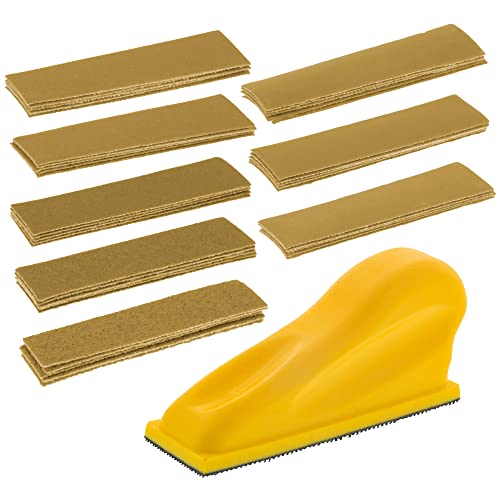 Dura-Gold Mikro-Handschleifklotz-Set, 8.9x2.5 cm Pad, Klettverschluss, 40 Schleifpapierblätter, 5 je 60, 80, 120, 180, 220, 320, 600 Körnung – Holzbearbeitung, kleine Details ail Finishing S ander von Dura-Gold