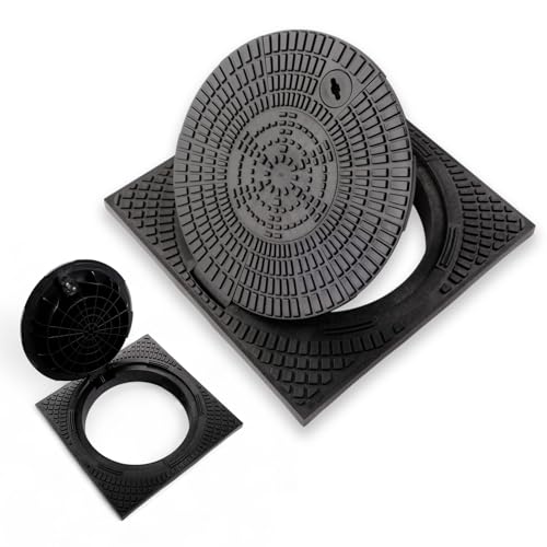 Schachtdeckel Schachtabdeckung Kanaldeckel DN400 Schwarz Schachtabdeckung | Rohr Deckel | 1,5 t - 7,5 t (DN400 quad 50x50) von Durabern