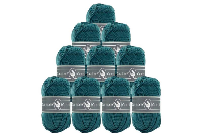 Durable® Yarn 10 x 50g Strick- u. Häkelgarn Durable Coral Baumwolle Sommergarn Häkelwolle, 1250 m (Sparpaket (10 Knäuel je 50g), 375 pertol von Durable® Yarn