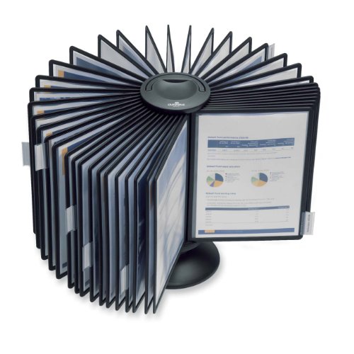 DURABLE Karussell Desktop Reference System, 40 doppelseitige Paneele, Briefgröße, schwarz, SHERPA Design (555701) von Durable