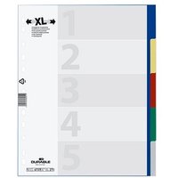 DURABLE Ordnerregister DIN A4 Vollformat, Überbreite blanko blau, gelb, rot, grün, grau 5-teilig, 1 Satz von Durable