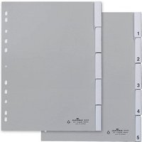 DURABLE Ordnerregister Vollformat 1-5 grau 5-teilig mit Wechseltaben, 1 Satz DURABLE Ordnerregister Vollformat 1-5 grau 5-teilig mit Wechseltaben, 1 Satz von Durable
