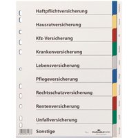 DURABLE Ordnerregister Vollformat blanko mit Deckblatt Versicherungen DIN A4 von Durable