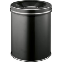 DURABLE Sicherheits-Papierkorb, aus Stahl, 15 Liter, mit Flammenlöschkopf, schwarz von Durable