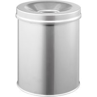 DURABLE Sicherheits-Papierkorb, aus Stahl, 15 Liter, mit Flammenlöschkopf, silber von Durable
