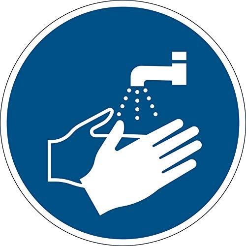 Durable Bodenaufkleber Hände waschen, ablösbar, Ø 43 cm, blau, 103606 von Durable