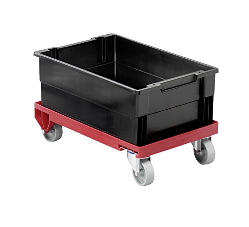 Durable Lager Trolley, rot, mit 4 Rollen, Transport von schweren/stapelbaren Kisten - 400 x 60 x 600 mm, 1809693180 von Durable