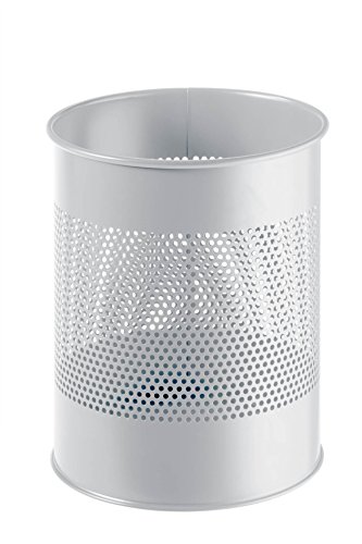 Durable 331010 Papierkorb Metall rund 15 Liter, Perforation 165 mm, grau von Durable