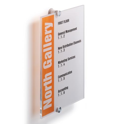 Durable Türschild Crystal Sign, 210 x 297 mm (A4), mit bedruckbarer Folieneinlage, transparent, 482519 von Durable