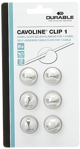 Durable Kabel Clips Cavoline Clip 1 (selbstklebend, für 1 Kabel), 6 Stück, grau, 503710 von Durable