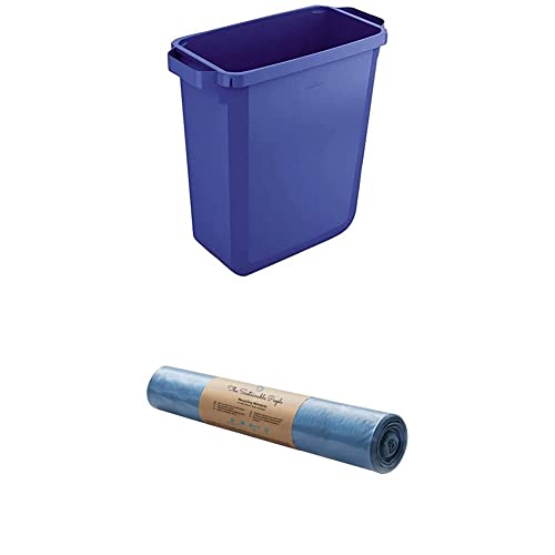 Durable Abfallbehälter Durabin 60 Liter, blau, 1800496040 + The Sustainable People Recycling Müllsäcke 60L, 20er Rolle, Blauer Engel von Durable