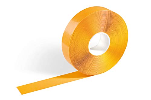 Durable Bodenmarkierungsband Duraline, selbstklebend und rutschhemmend, 50 mm x 0,5 mm x 30 m (B x H x L), RAL 1003 Signalgelb, 102104 von Durable