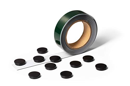 Durable Magnetband (selbstklebend, 3,5 cm x 500 cm) weißes Band mit schwarzer Schutzfolie, inkl. 10 Magnete, 171702 von Durable