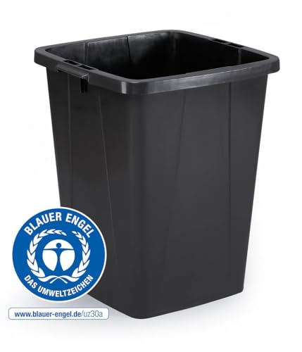 Durable Mülleimer Durabin Eco 90 Liter, Blauer Engel zertifiziert, mit Tragegriffen, schwarz, 6 Stück, 1800505221 von Durable