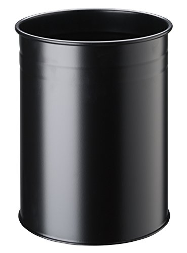 Durable Papierkorb Metall rund, 15 Liter, Designlinie, schwarz, 330401 von Durable