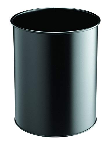 Durable Papierkorb Metall rund, 15 Liter, schwarz, 330101 von Durable