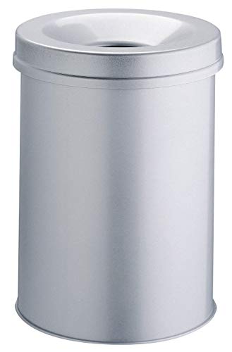 Durable Papierkorb Safe rund 15 Liter, silber, 330523 von Durable