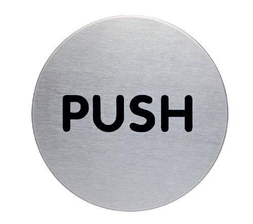 Durable Selbstklebendes Schild Push (65 mm, kratzfest, rostfreies Stahl-Türschild), 5 Stück von Durable