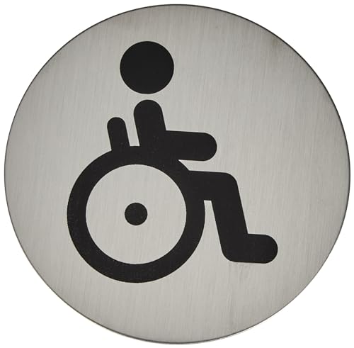 Durable Türschild Picto rund, Behinderten-WC, 83 mm, metallic silber, 490623 von Durable