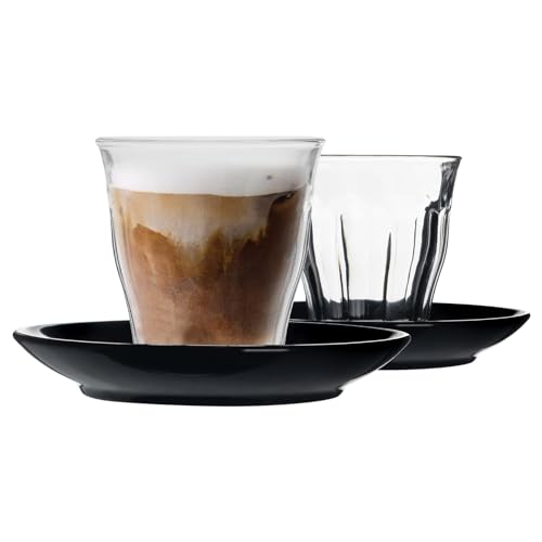 Duralex Picardie Nicht Übereinstimmende Kaffeetasse & Untertassen -Set - 200ml - Schwarz - 12pc von Duralex