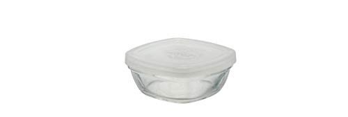 Duralex 9026AM12A1111 Freshbox Carré Frischhaltebox mit Deckel, 9x9cm, 150ml, Glas, weiß-Frosted, 1 Stück von Duralex