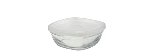 Duralex 9027AM12A1111 Freshbox Carré Frischhaltebox mit Deckel, 11x11cm, 300ml, Glas, weiß-frosted, 1 Stück von Duralex