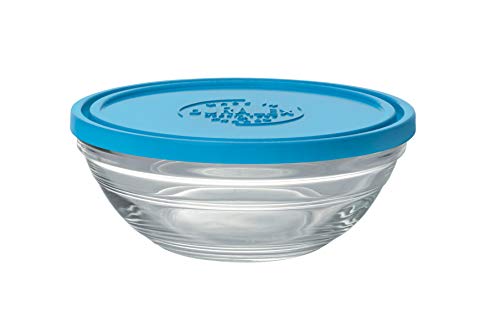 Duralex 9065AM12C1111 Freshbox Rond Frischhaltebox mit Deckel, 500ml, Glas, blau, 1 Stück von Duralex