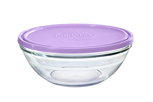 Duralex 9125AM06A1111 Freshbox Rond Frischhaltebox mit Deckel, 2.4 Liter, Glas, violett, 1 Stück von Duralex