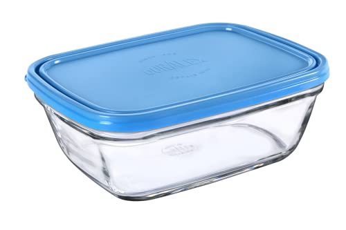 Duralex Freshbox| Contenitore rettangolare per alimenti con coperchio in plastica blu, 1,65 l, 1 unità, vetro ultra resistente ai graffi, compatibile con microonde e lavastoviglie, Made in France von Duralex