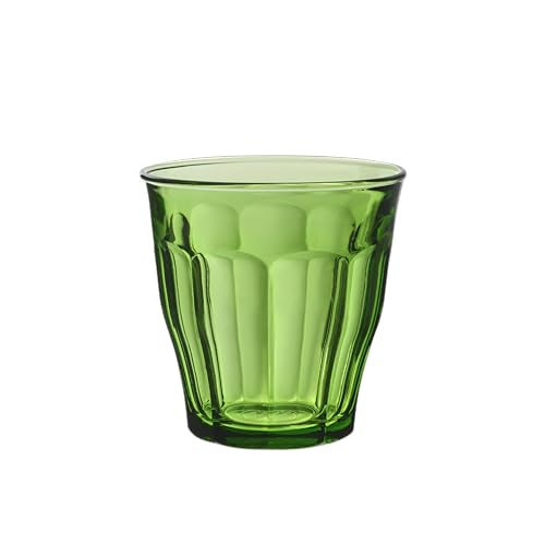 Duralex Set 6 Gläser gehärtetes Glas 25cl stapelbar, robuste Küchengläser für Wasser Saft Limonade, täglicher Gebrauch, bunte Farben, spülmaschinenfest, Picardie-Kollektion von Duralex