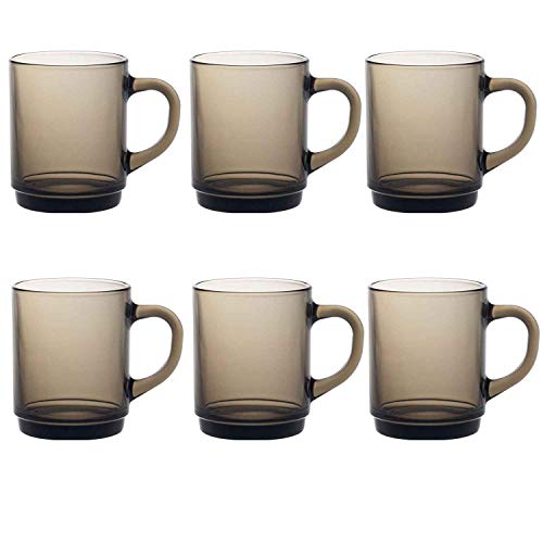 Duralex Versailles Glass Mugs Cups 260ml, Smoke, Set of 6 4020CR06 von Duralex