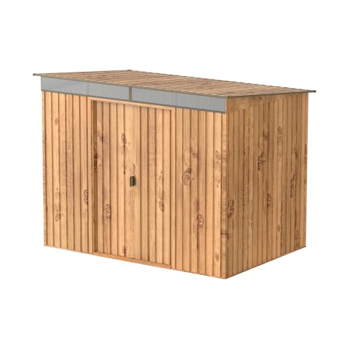 Duramax TOP Pent Roof Skylight 8 x 6 Metall gerätehaus, hergestellt aus verzinktem Stahl, verstärkte Dachkonstruktion, integriertes Oberlicht für Sonnenlicht, Geräteschuppen, Holzmaserung von Duramax