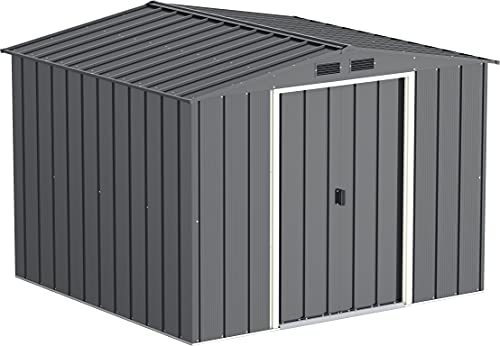 Duramax ECO 8 x 8 (5.89 m²) Metallgerätehaus, feuerverzinktes Metall gerätehaus - Geräteschuppen, verstärkte Dachkonstruktion, wartungsfreier und wetterfester Metallschuppen, Anthrazit von Duramax