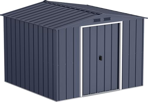 Duramax ECO 8 x 8 (5.89 m²) Metallgerätehaus, feuerverzinktes Metall gerätehaus - Geräteschuppen, verstärkte Dachkonstruktion, wartungsfreier und wetterfester Metallschuppen, Anthrazit von Duramax